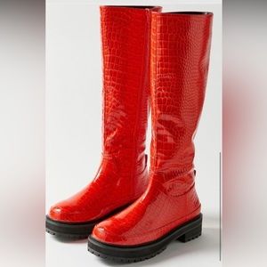 Urban Outfitters Lacey Tall Boots Red